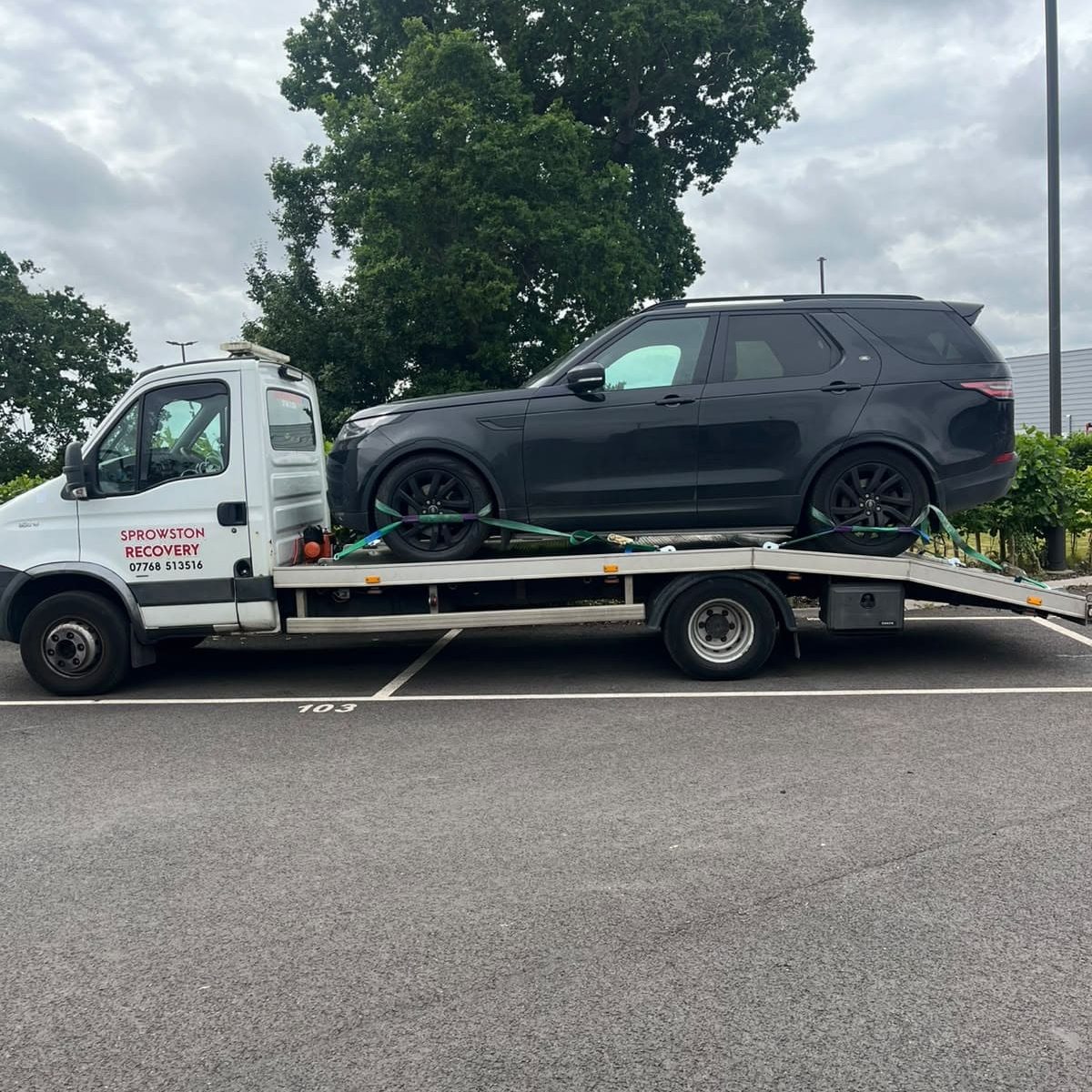 Black car being recovered in Norwich
